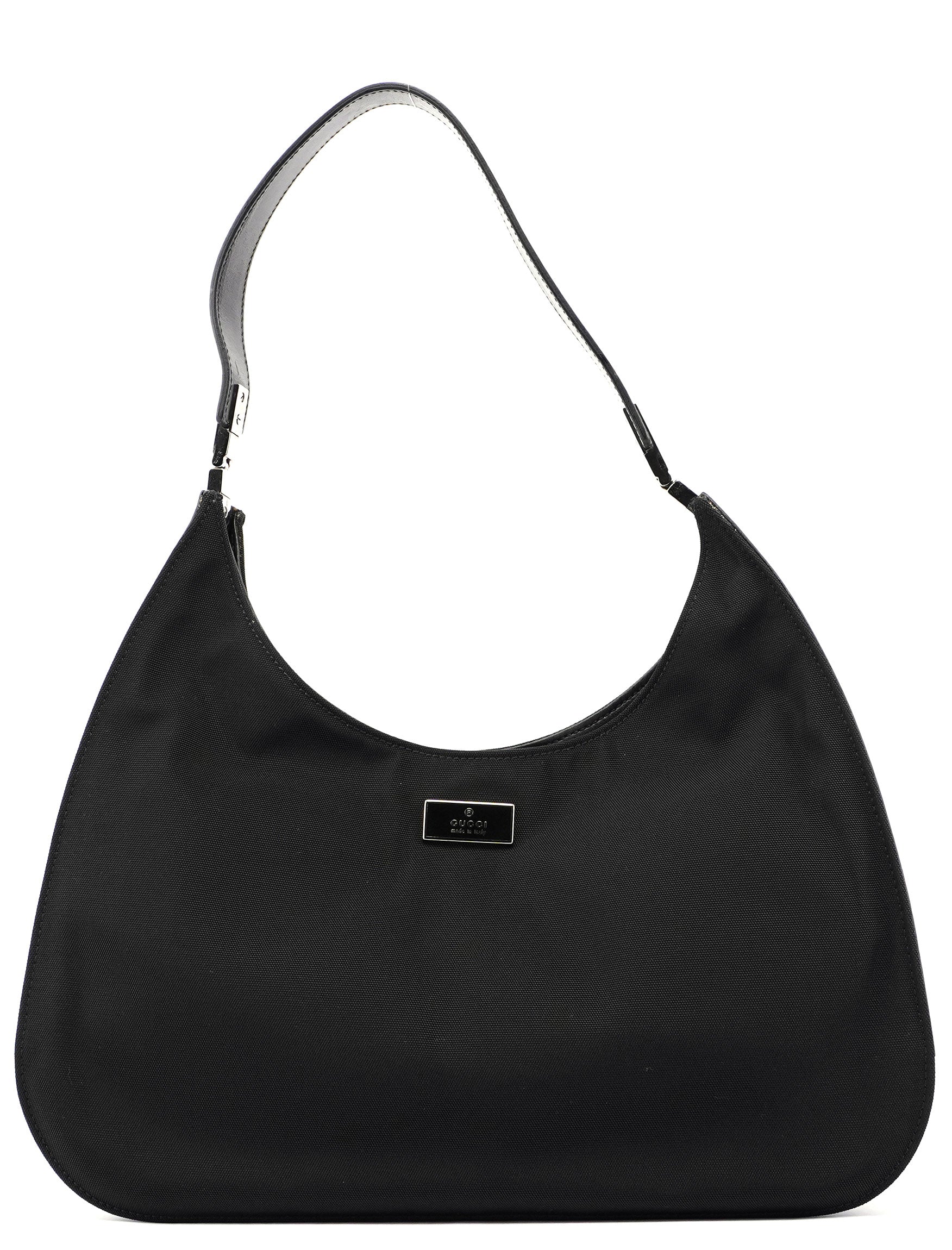 Gucci 001 3767 Black Canvas Hobo Shoulder Bag