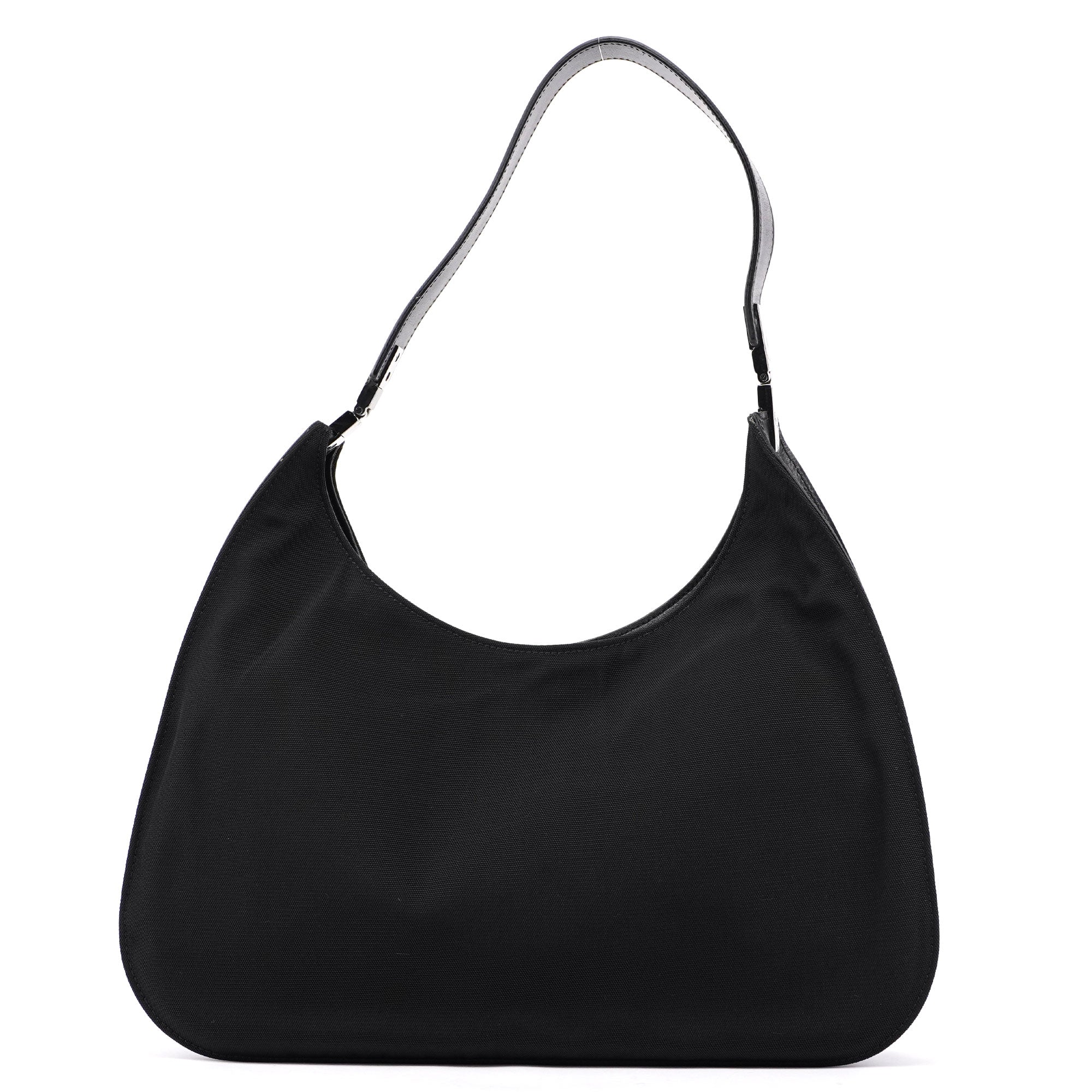 Gucci 001 3767 Black Canvas Hobo Shoulder Bag