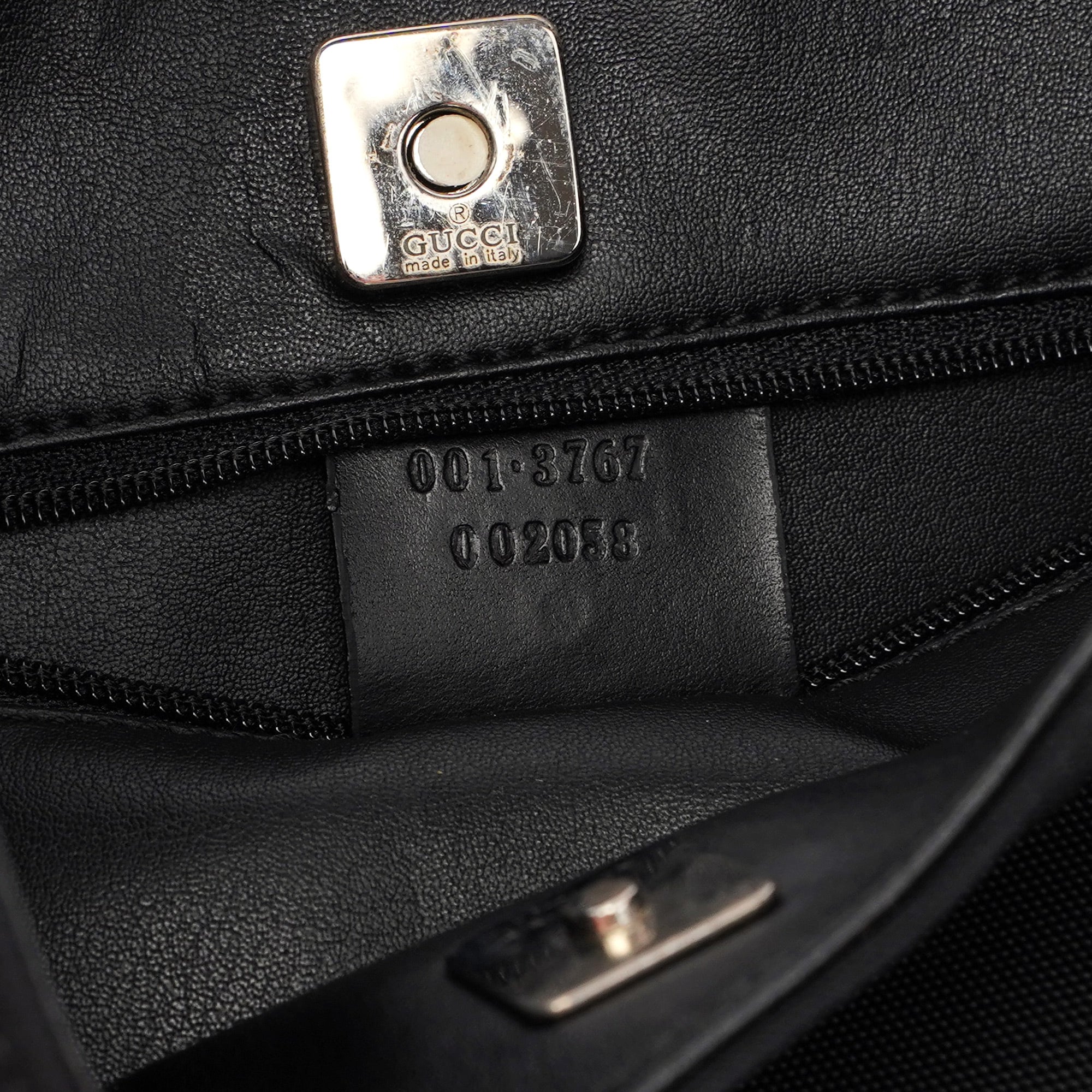 Gucci 001 3767 Black Canvas Hobo Shoulder Bag