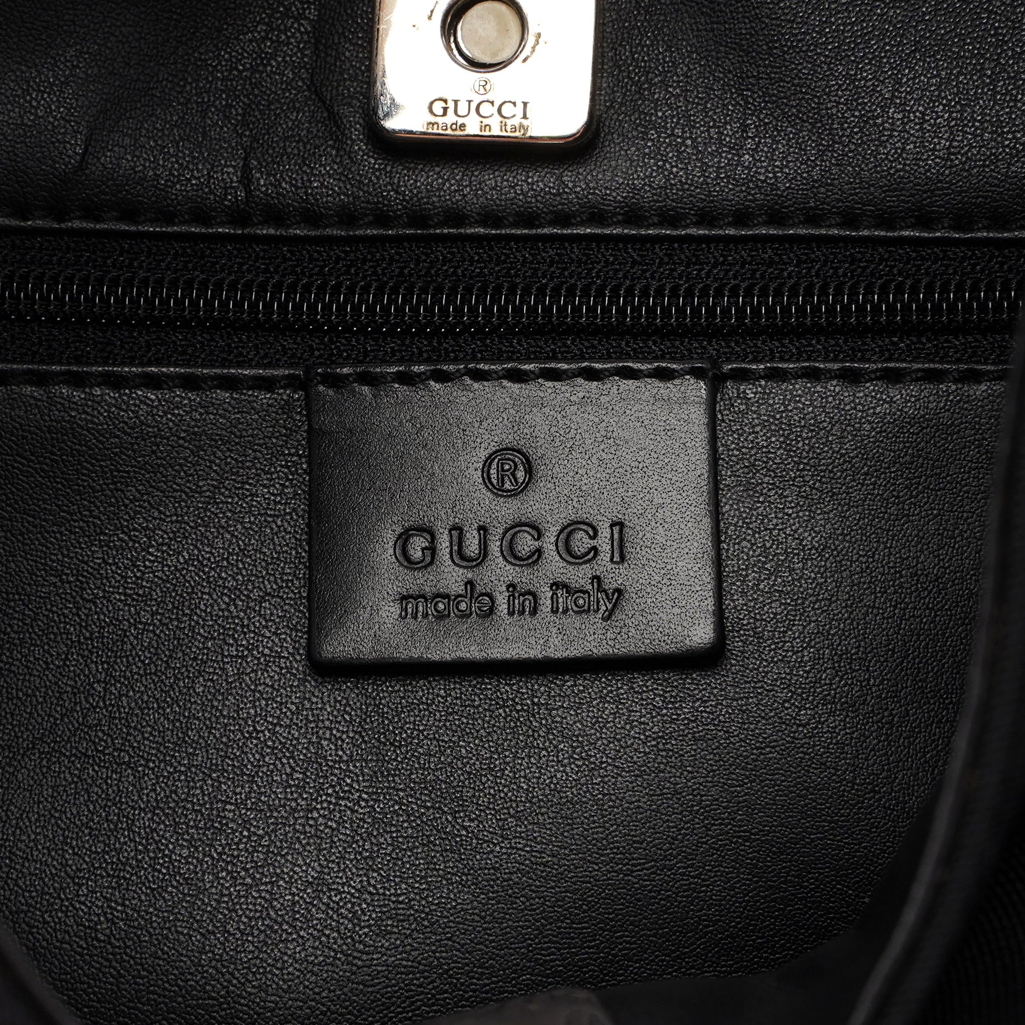 Gucci 001 3767 Black Canvas Hobo Shoulder Bag