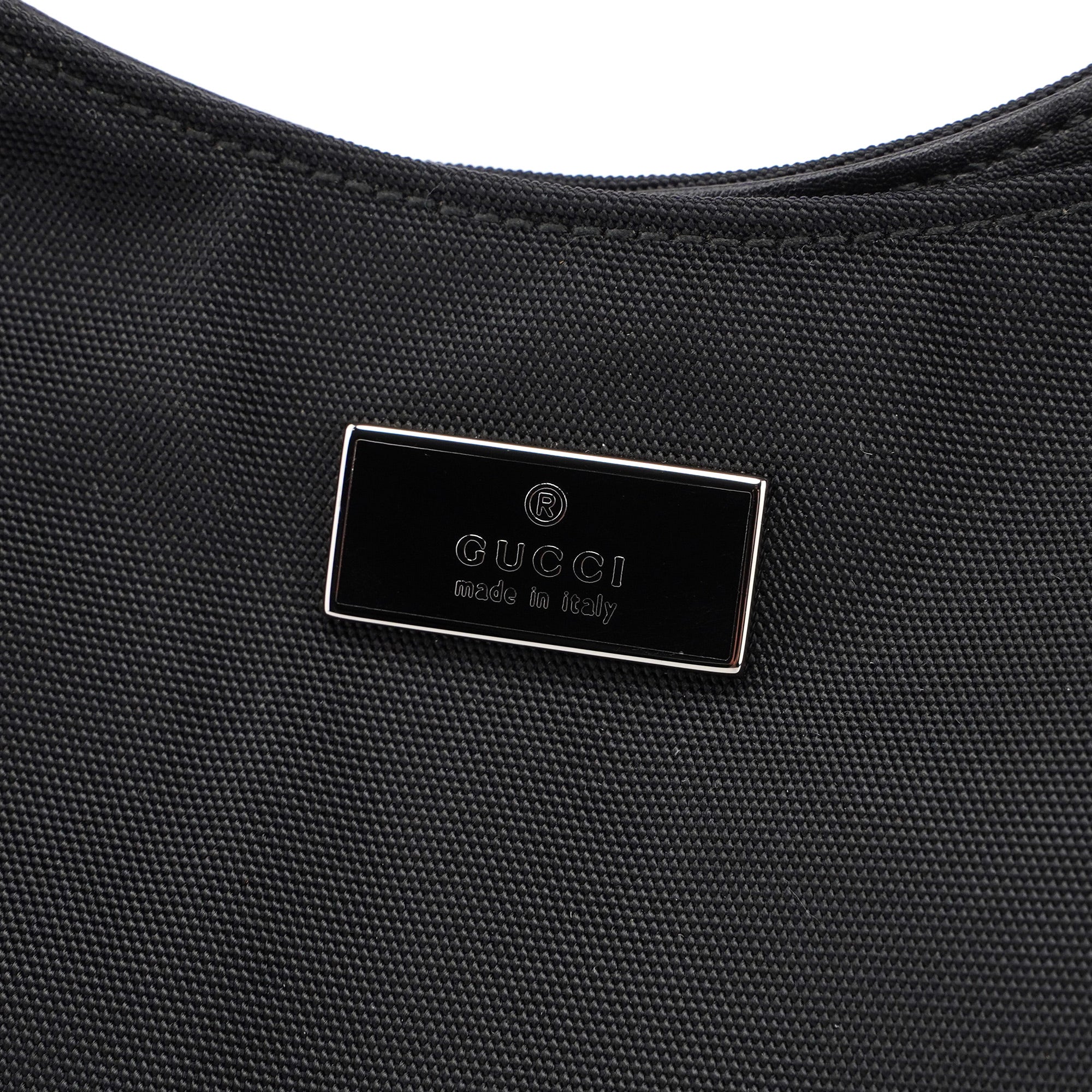 Gucci 001 3767 Black Canvas Hobo Shoulder Bag