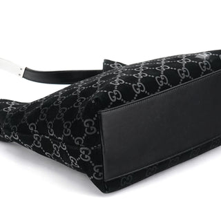 Gucci 001 3778 Black GG Suede Shoulder Bag