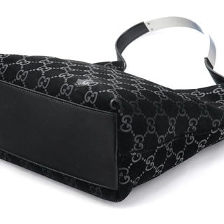 Gucci 001 3778 Black GG Suede Shoulder Bag