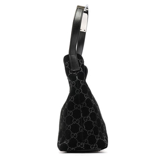 Gucci 001 3778 Black GG Suede Shoulder Bag