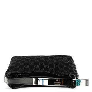 Gucci 001 3778 Black GG Suede Shoulder Bag