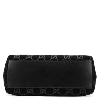 Gucci 001 3778 Black GG Suede Shoulder Bag