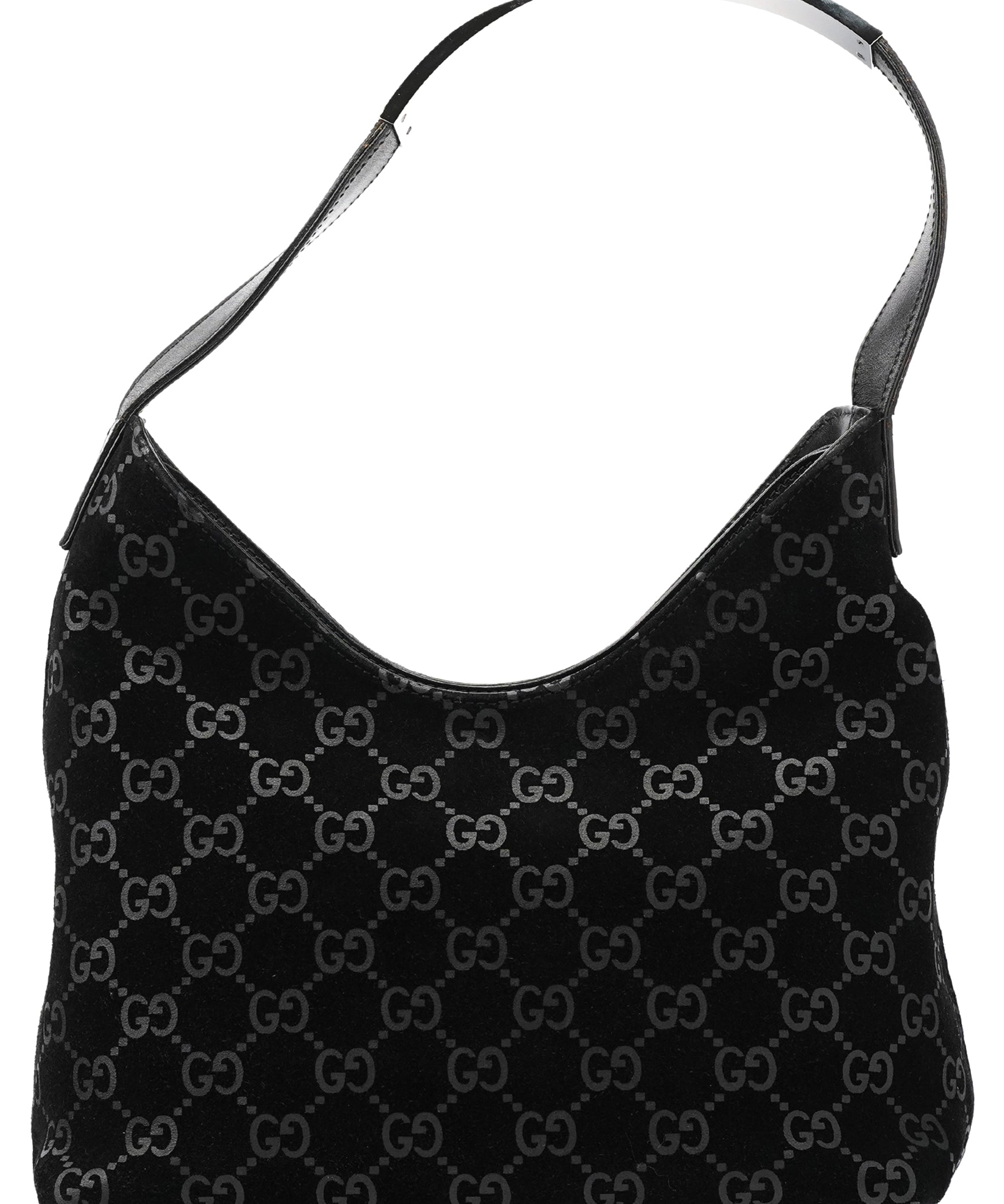 Gucci 001 3778 GG skuldertaske i sort ruskind