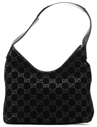 Gucci 001 3778 Black GG Suede Shoulder Bag