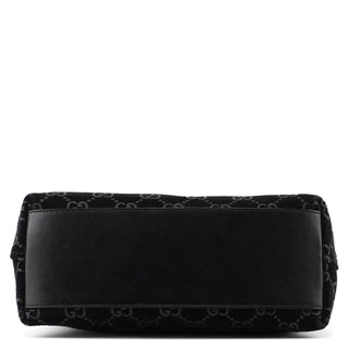 Gucci 001 3778 Black Suede GG Shoulder Bag