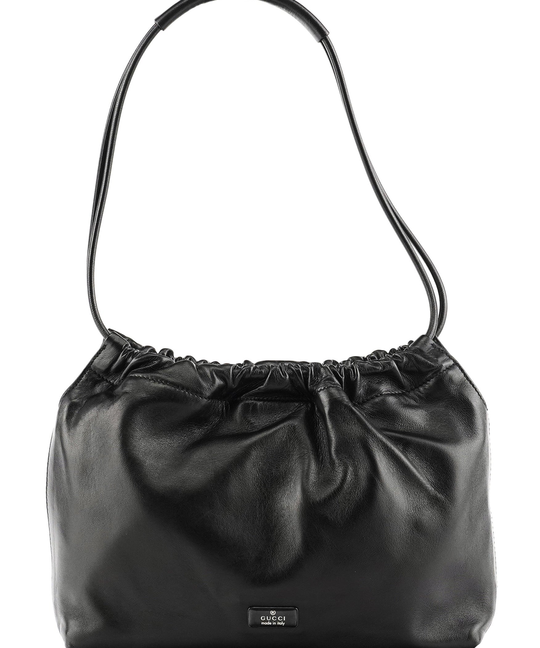 Gucci 001 3789 Sac pochon en cuir de veau noir