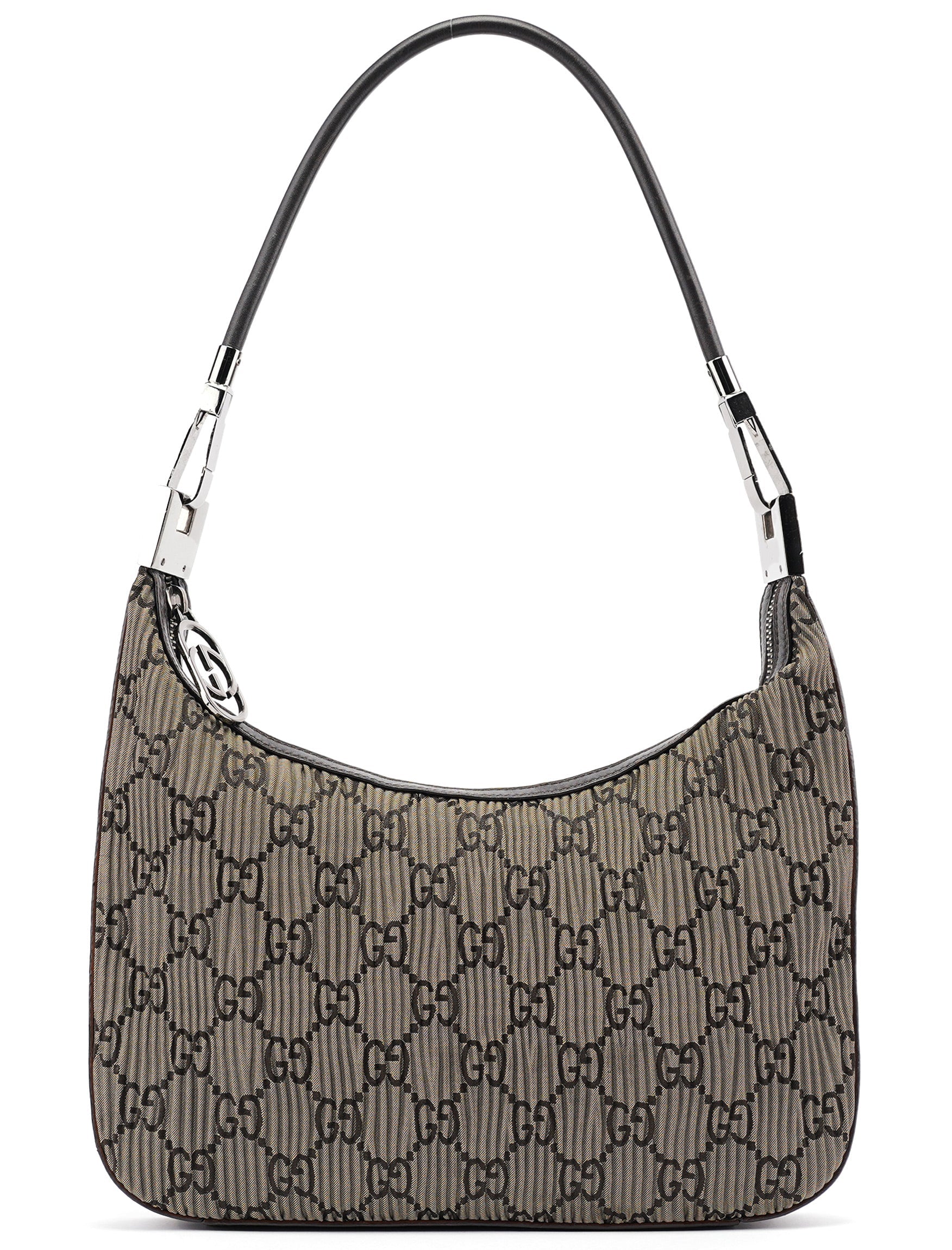 Gucci 001 3812 Brown Pleated GG Shoulder Bag