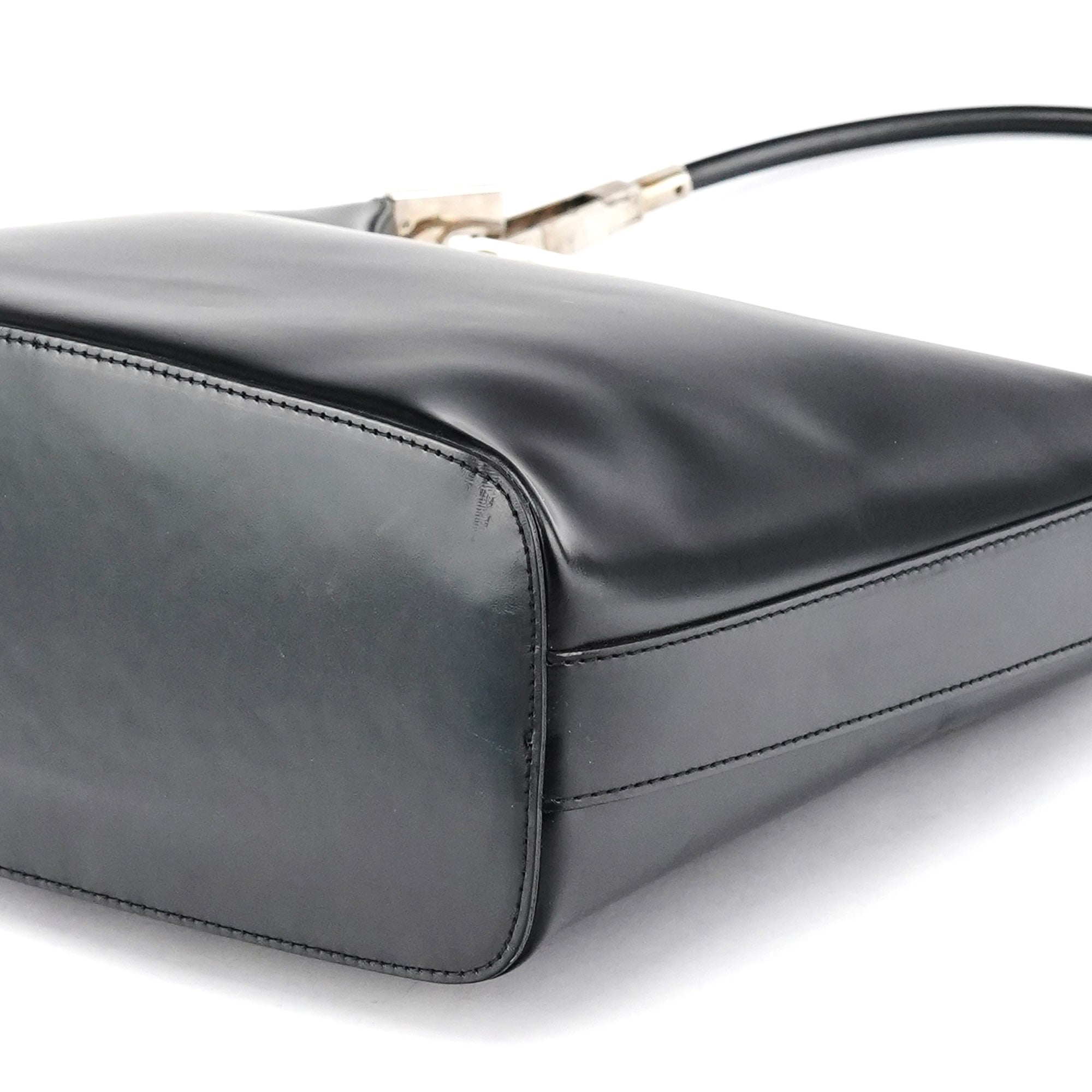 Gucci 001 3814 Black Leather Hobo Shoulder Bag