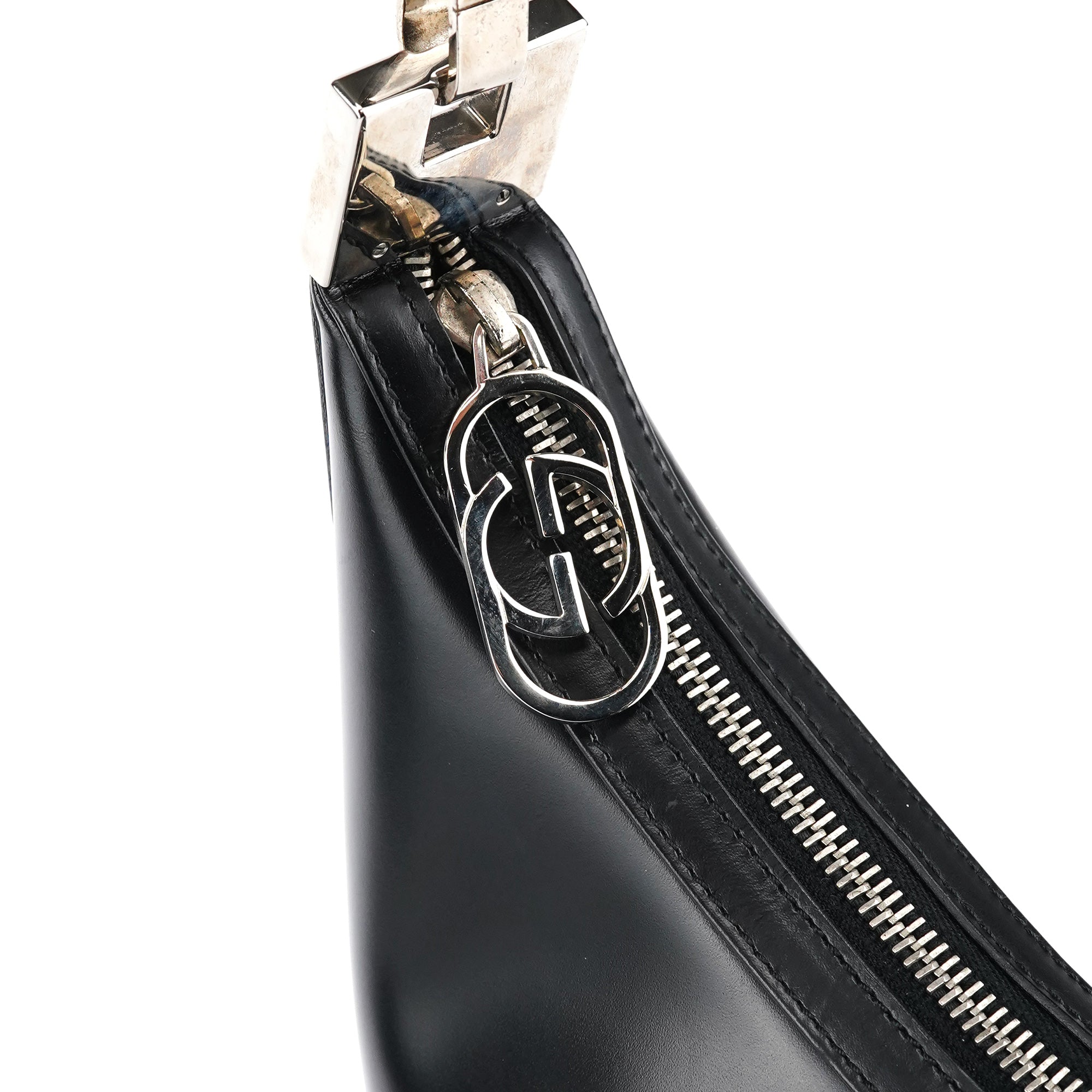 Gucci 001 3814 Black Leather Hobo Shoulder Bag