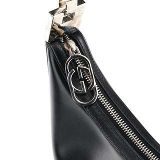 Gucci 001 3814 Black Leather Hobo Shoulder Bag