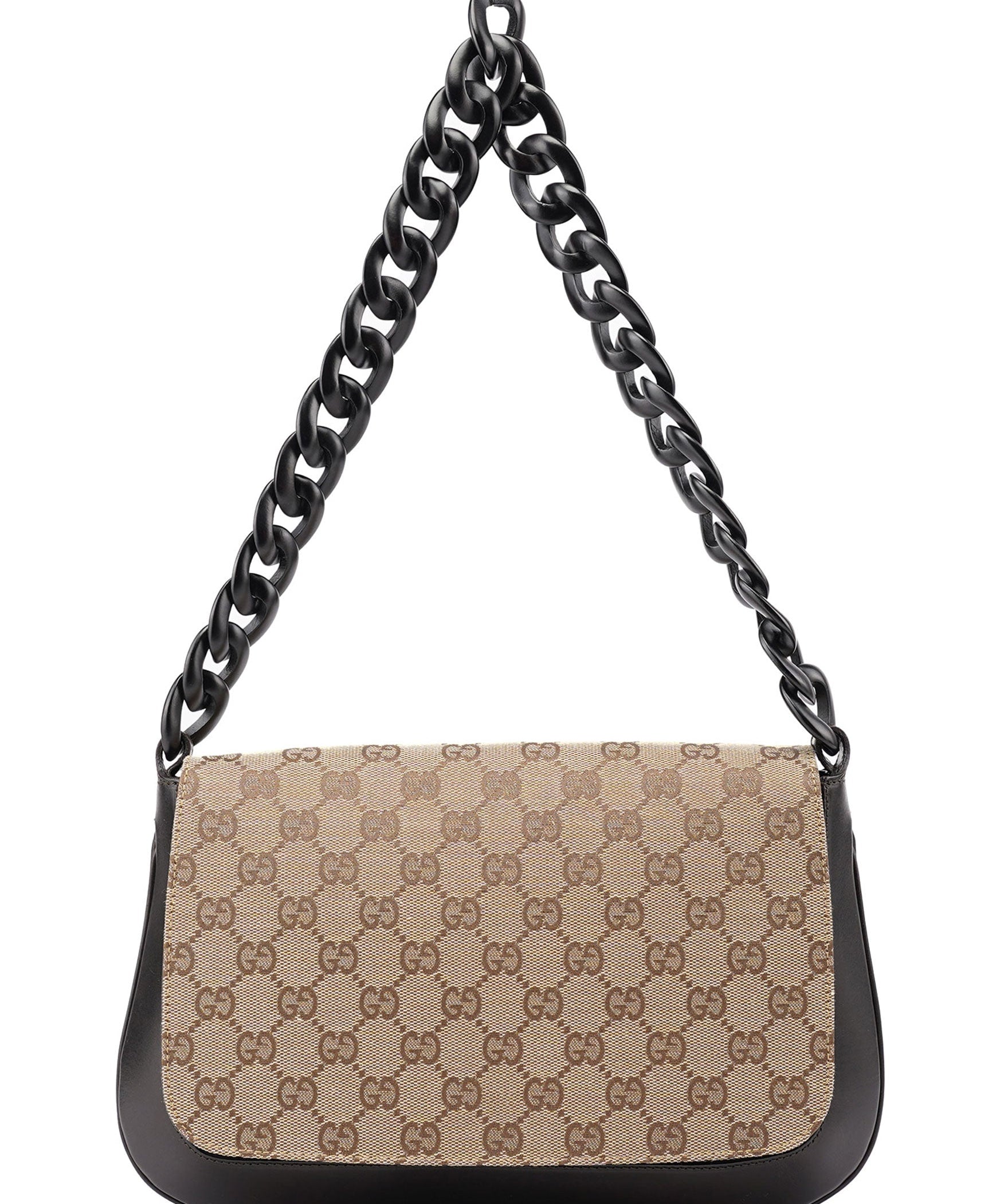 Gucci 001 3820 Beige GG Wood Chain Shoulder Bag