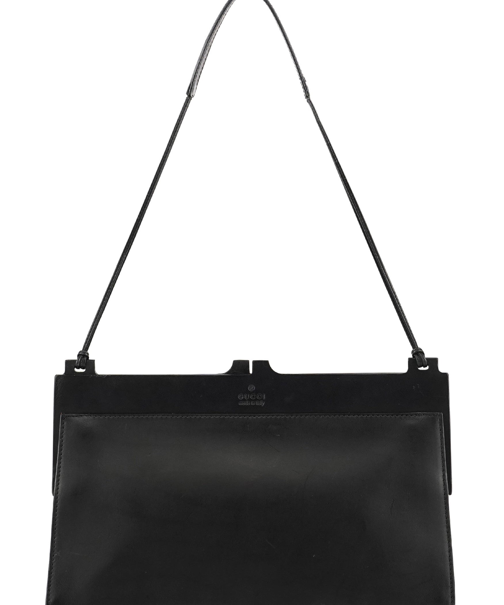 Gucci 001 3841 Schultertasche aus schwarzem Kalbsleder