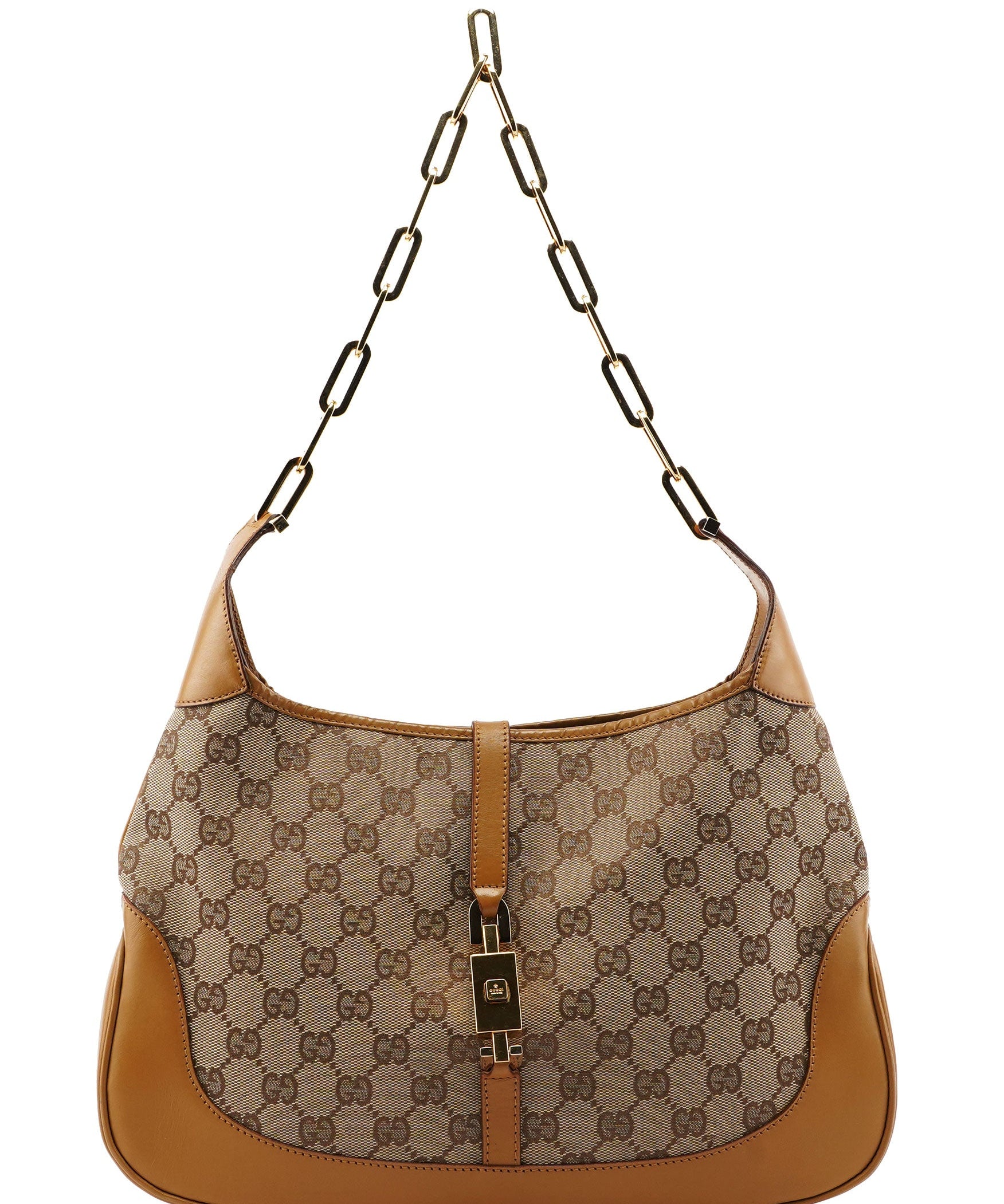 Gucci 001 4015 Beige GG Jackie Chain Shoulder Bag