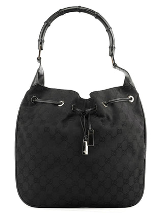 Gucci 001 4033 Black GG Bamboo Shoulder Bag