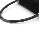 Gucci 001 4047 Black Bamboo Suede Shoulder Bag