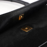 Gucci 001 4047 Black Bamboo Suede Shoulder Bag
