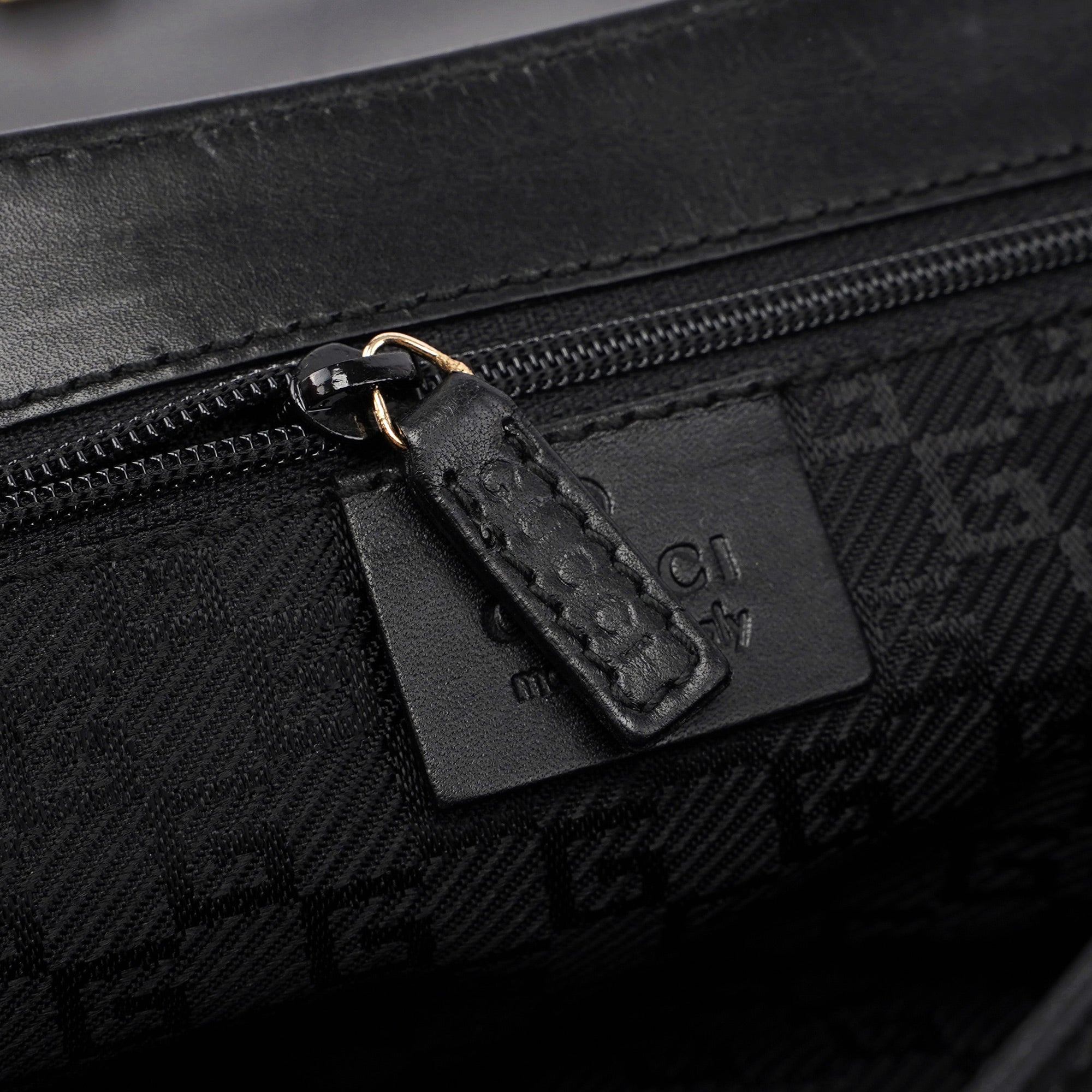 Gucci 001 4047 Black Bamboo Suede Shoulder Bag