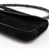 Gucci 001 4047 Black Bamboo Suede Shoulder Bag