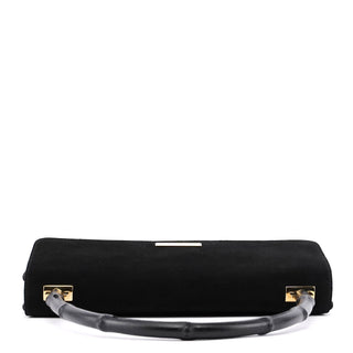 Gucci 001 4047 Black Suede Bamboo Shoulder Bag