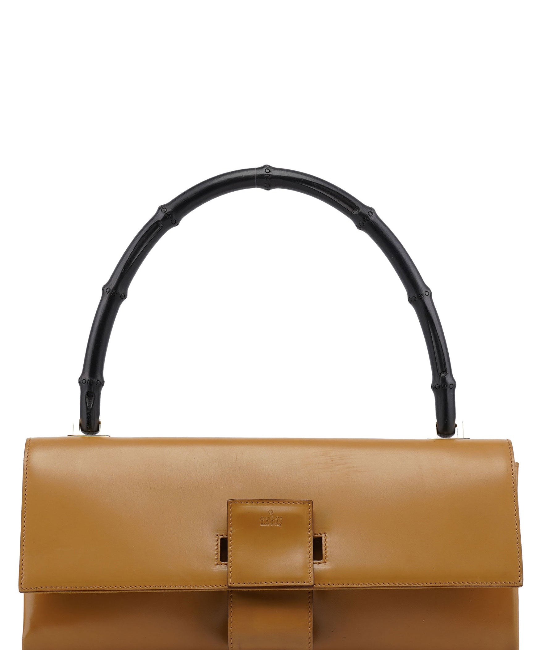 Gucci 001 4055 Beige Calfskin Bamboo Shoulder Bag