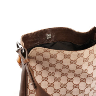 Gucci 001 4095 Beige GG Bamboo 2-Way Bag