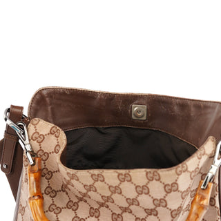 Gucci 001 4095 Beige GG Bamboo 2-Way Bag