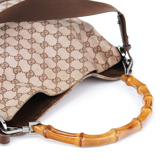 Gucci 001 4095 Beige GG Bamboo 2-Way Bag
