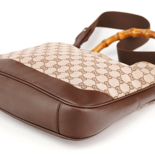 Gucci 001 4095 Beige GG Bamboo 2-Way Bag