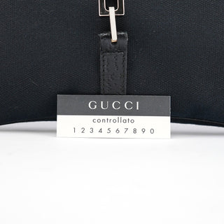 Gucci 001 4096 Black Canvas Jackie Bamboo Shoulder Bag