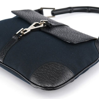 Gucci 001 4096 Black Canvas Jackie Bamboo Shoulder Bag