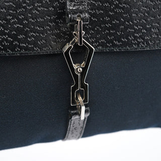 Gucci 001 4096 Black Canvas Jackie Bamboo Shoulder Bag