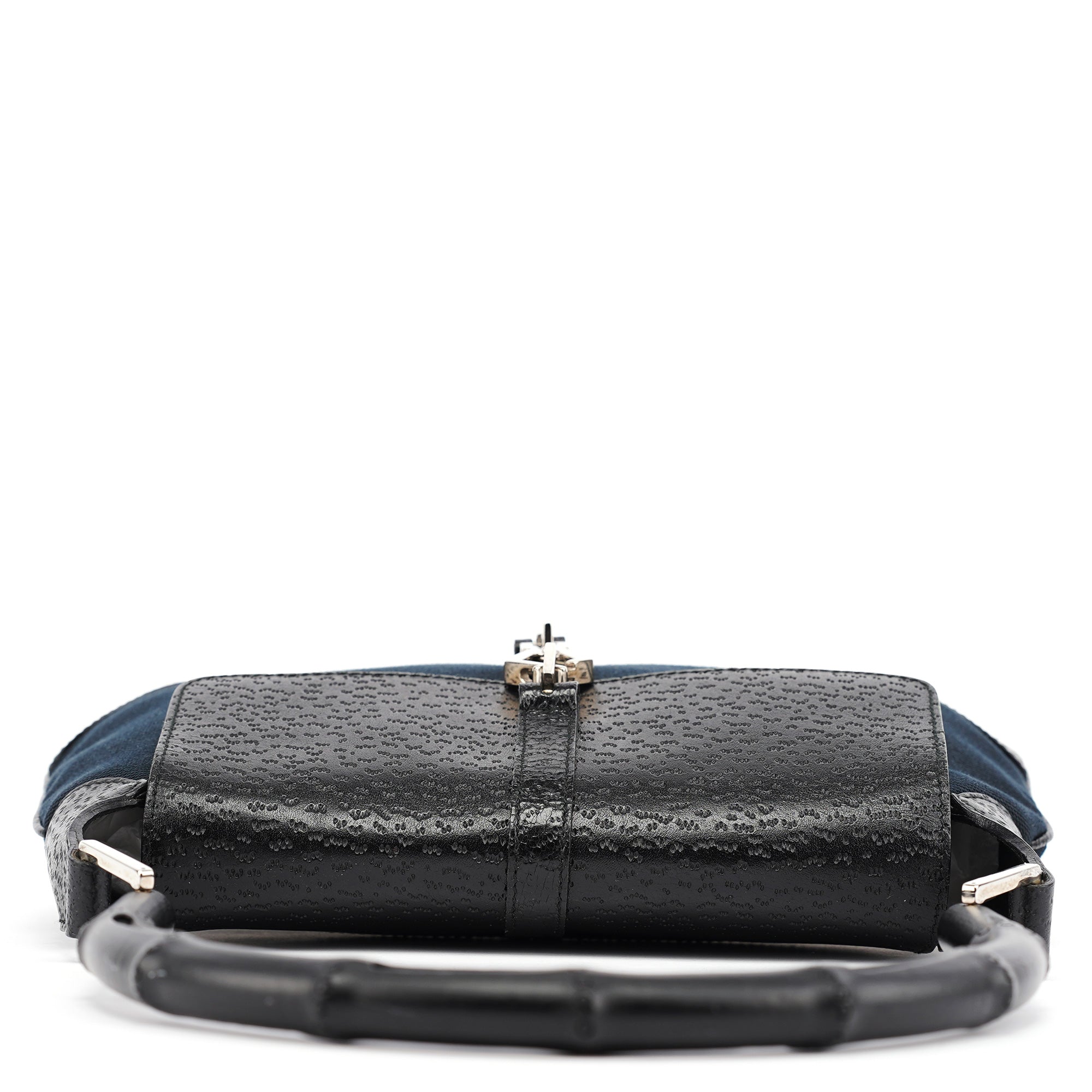 Gucci 001 4096 Black Canvas Jackie Bamboo Shoulder Bag