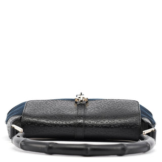 Gucci 001 4096 Black Canvas Jackie Bamboo Shoulder Bag