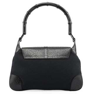 Gucci 001 4096 Black Canvas Jackie Bamboo Shoulder Bag