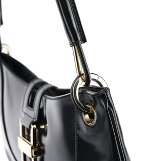 Gucci 001 4150 Black Patent Leather Jackie Shoulder Bag