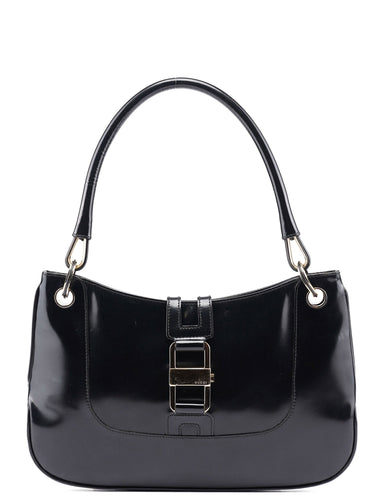 Gucci 001 4150 Black Patent Leather Jackie Shoulder Bag