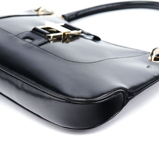 Gucci 001 4150 Black Patent Leather Jackie Shoulder Bag