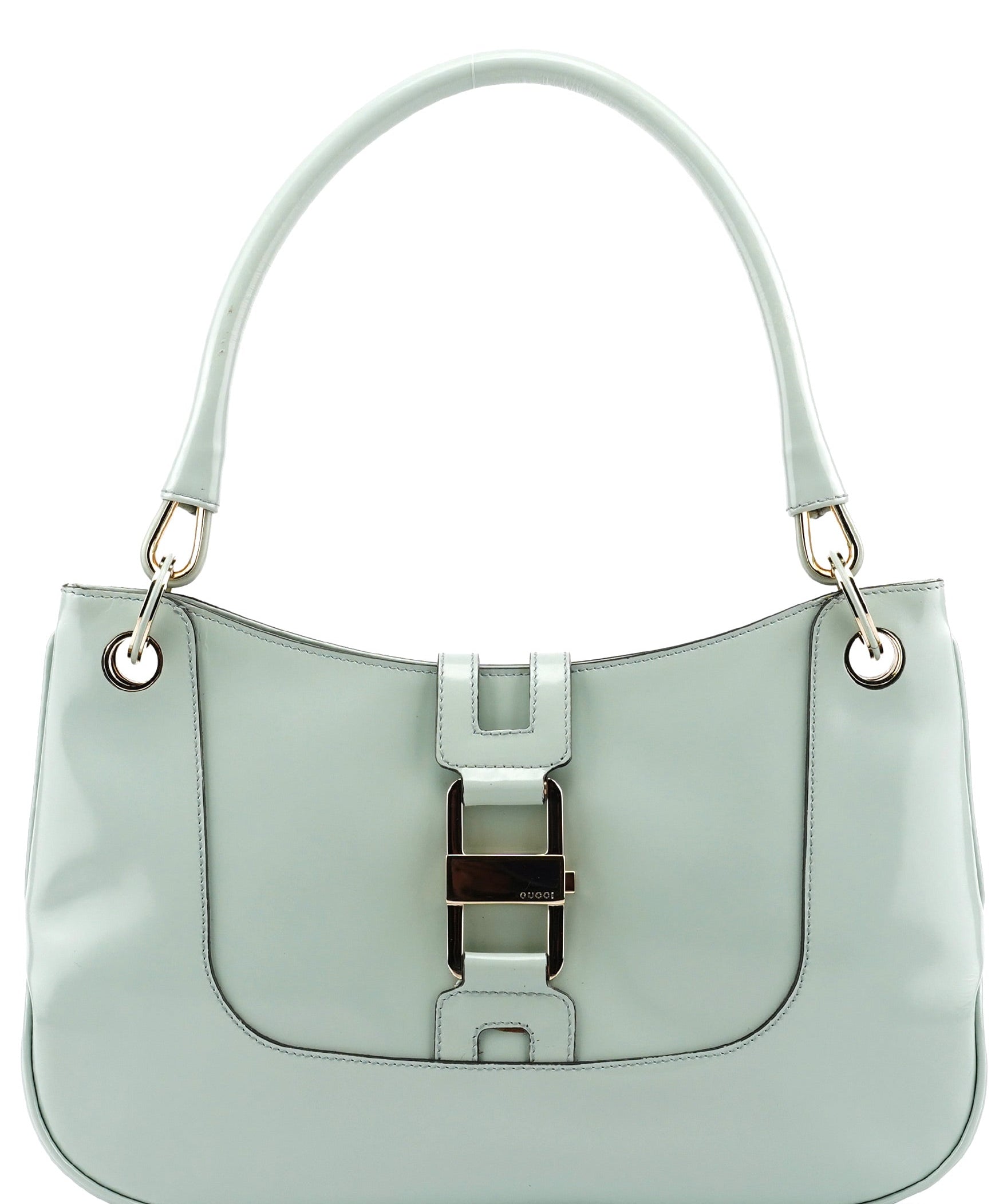 Gucci 001 4150 Light Blue Patent Jackie Shoulder Bag