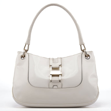 Gucci 001 4150 White Patent Leather Jackie Shoulder Bag