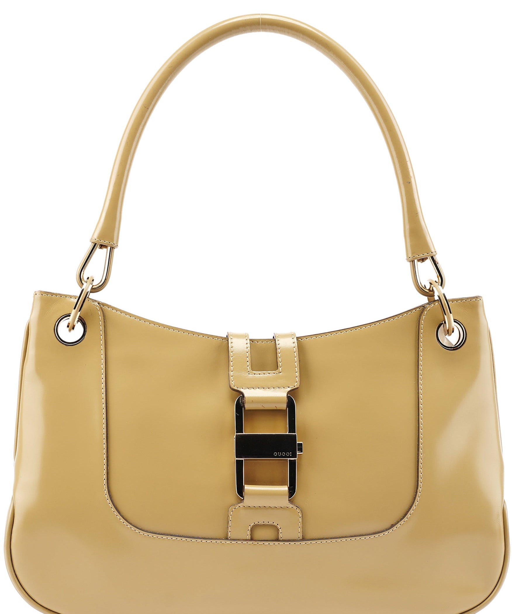 Gucci 001 4150 Yellow Patent Leather Jackie Shoulder Bag