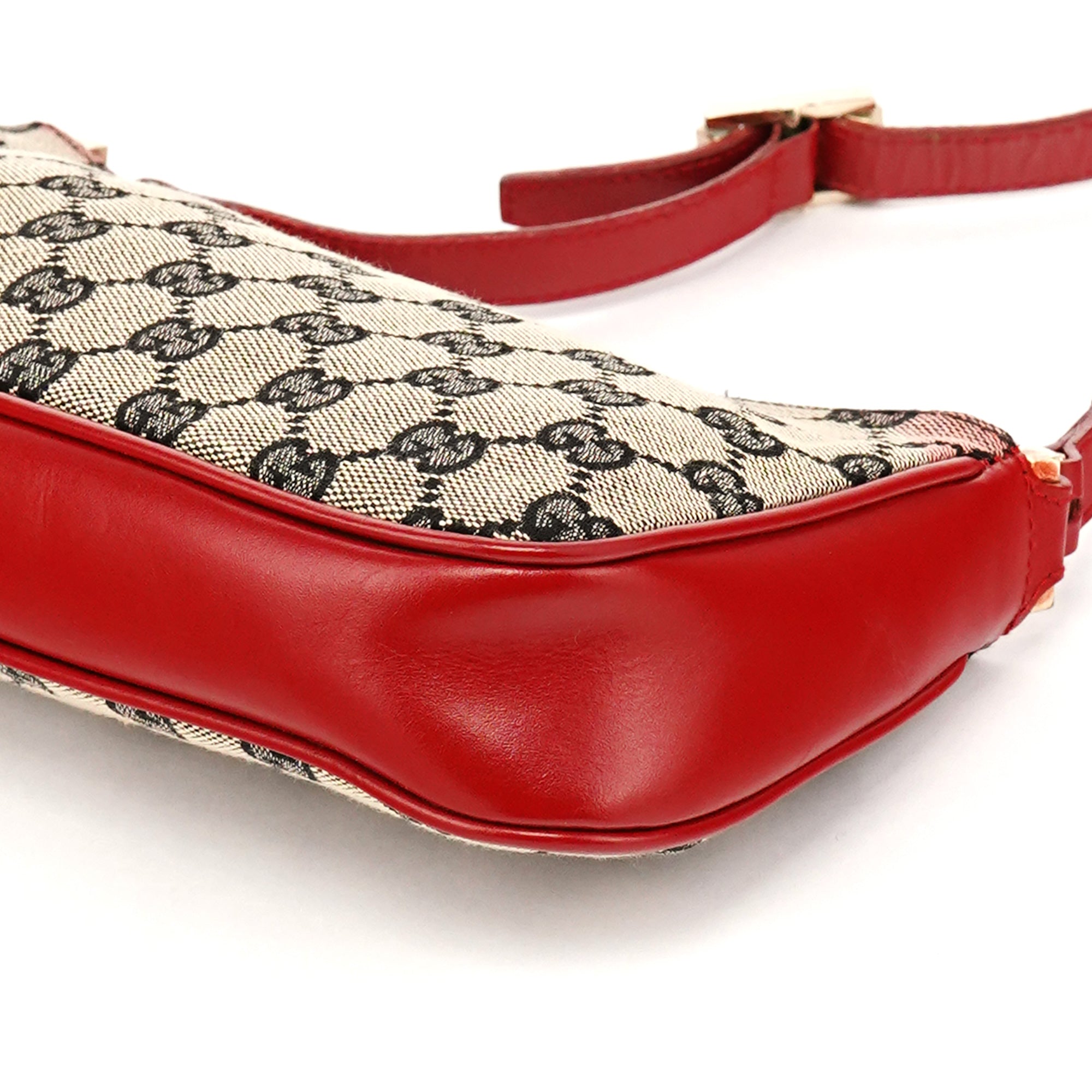 Gucci 001 4152 Beige Red GG Canvas Shoulder Bag