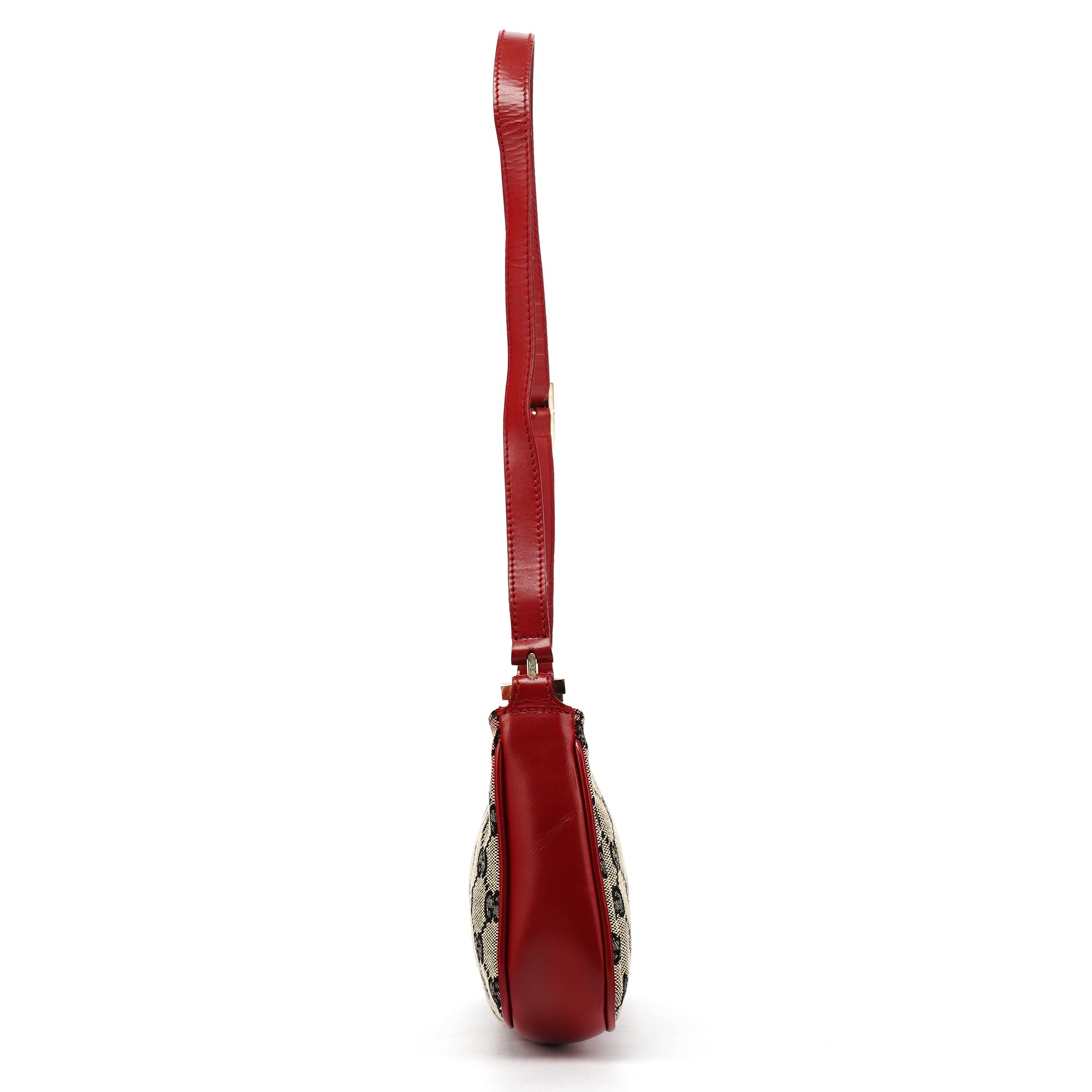 Gucci 001 4152 Beige Red GG Canvas Shoulder Bag