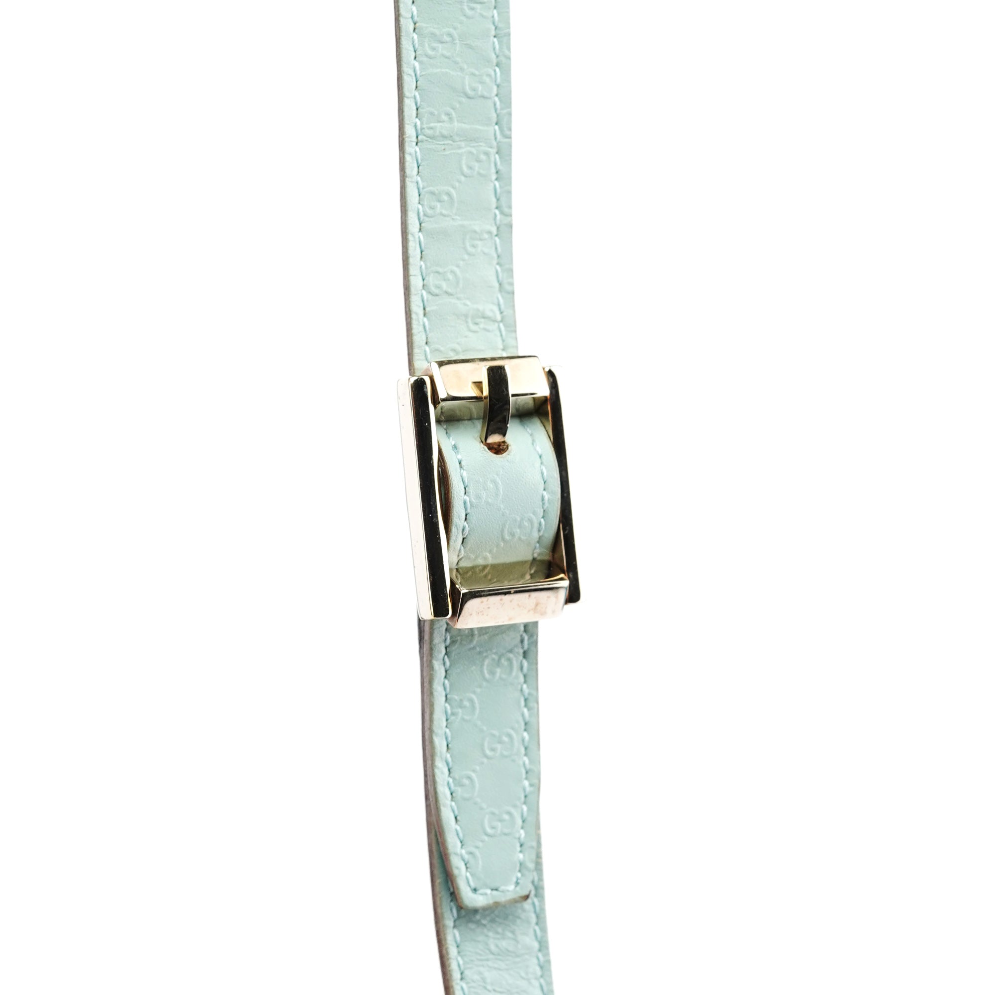 Gucci 001 4152 Light Blue Micro GG Leather Shoulder Bag