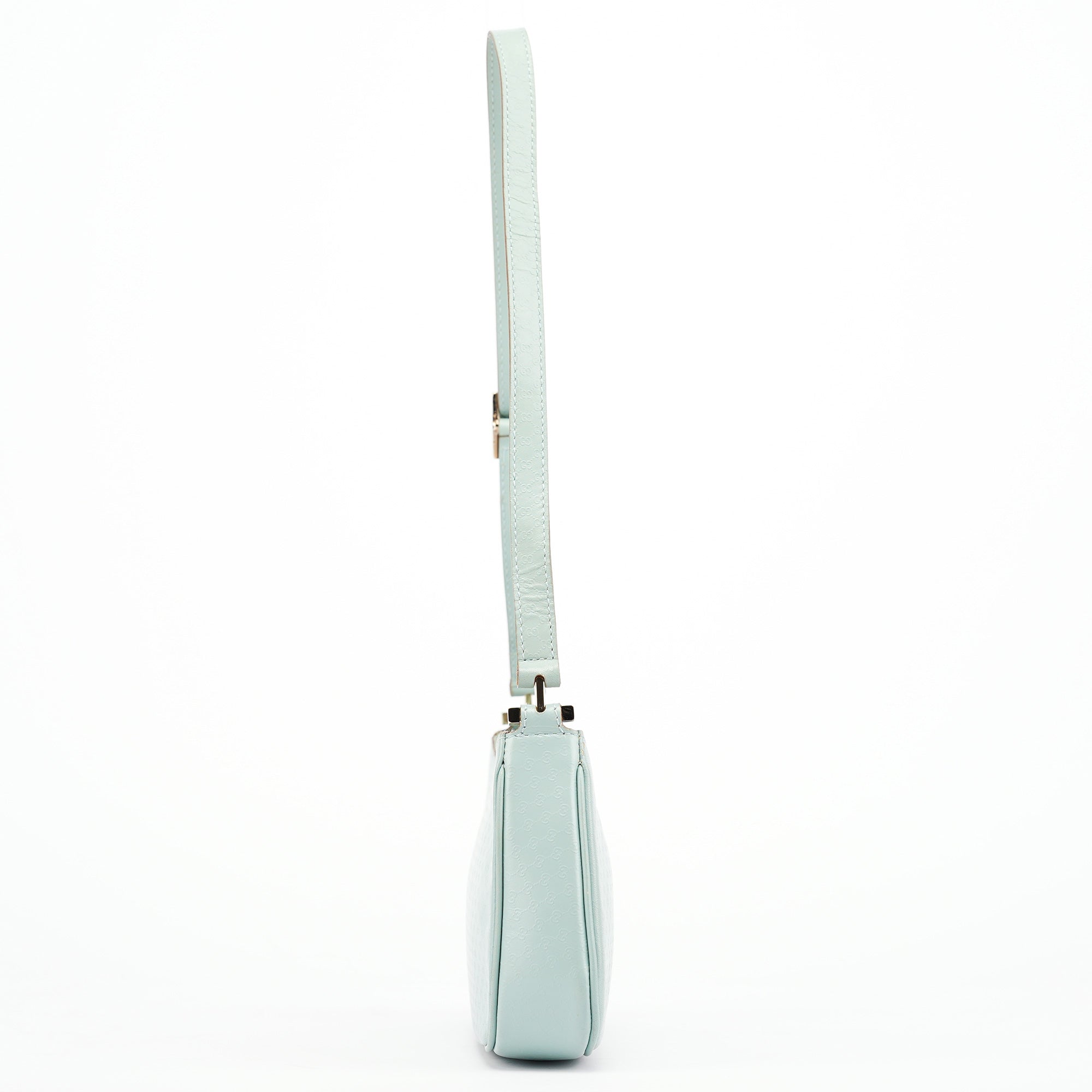 Gucci 001 4152 Light Blue Micro GG Leather Shoulder Bag