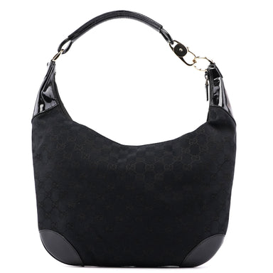 Gucci 001 4157 Black GG Patent Shoulder Bag