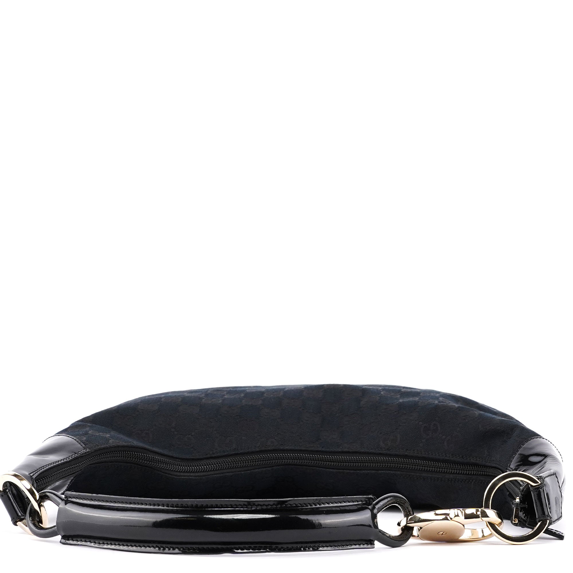 Gucci 001 4157 Black GG Patent Shoulder Bag